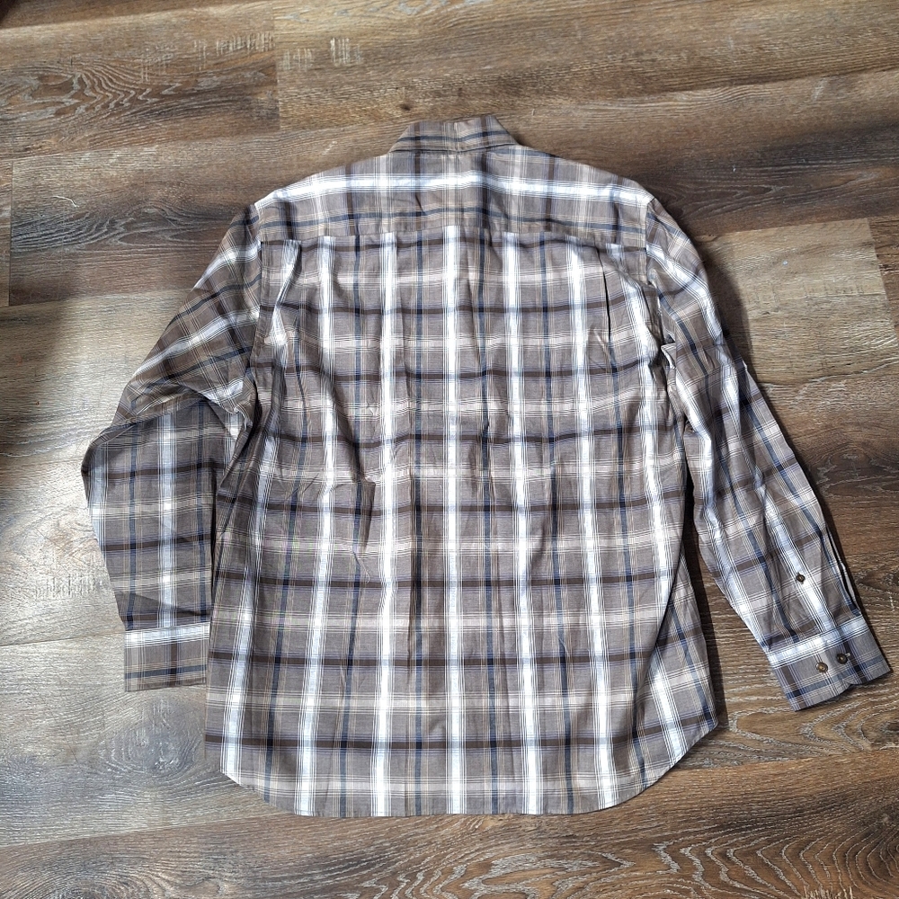 Robert Talbott Brown Plaid Button Down Shirt XL, … - image 5